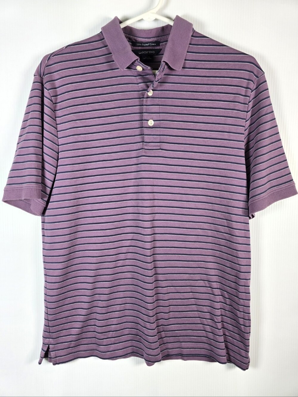 NWOT Lands' End Men's Lavender With Navy And White Stripes Polo Size S Preppy